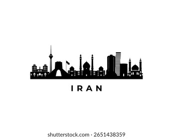 Vector Iran skyline. Travel Iran famous landmarks. Business and tourism concept for presentation, banner, web site.
