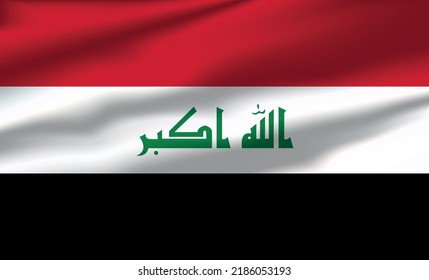 Vector Iraq Flag Waving Realistic Flowing Flags