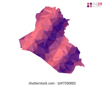 Vector de Iraq cartografía colorido mosaico triángulo rojo polígono con fondo blanco. degradado de estilo.