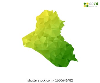Vector Iraq map green and yellow polygon triangle mosaic with white background. style gradient.
