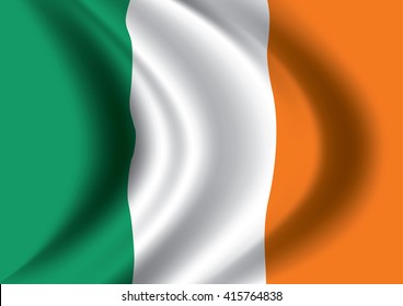 Vector Ireland flag blowing in the wind