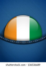 Vector - Ireland Flag Button in Jeans Pocket