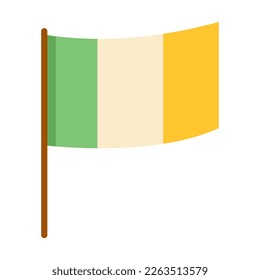 Vector Ireland flag in flat design. Clipart for celebrating St Patricks day. Ireland official flag.
