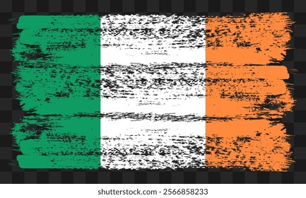 Vector Ireland flag in grunge style on transparent background