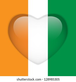 Vector - Ireland Flag Heart Glossy Button