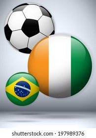 Vector - Ireland Flag with Soccer Ball Background