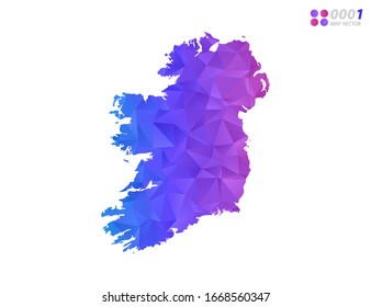 Vektorillustration Irland kartographiert bunter Dreieck-Mosaik aus Polygon mit weißem Hintergrund. Farbverlauf.