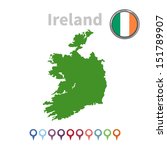 vector Ireland map and flag
