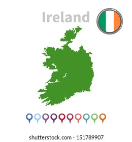 vector Ireland map and flag
