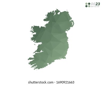 Vector of Ireland map green polygon triangle mosaic with white background. style gradient.