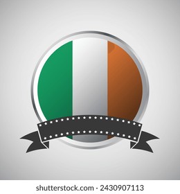 Vector Ireland Round Flag Banner Vector Illustration