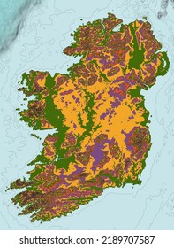 Vector Ireland topographic map art