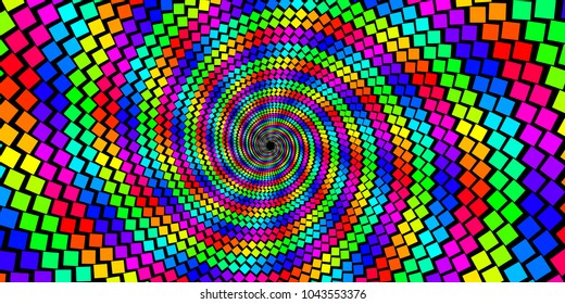 Vector Iridescent Phyllotaxis Spiral Vortex Shape - Bright Generative Op Art Background 
