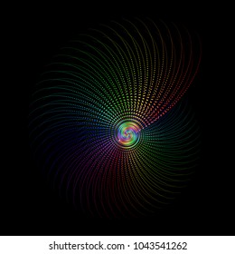 Vector Iridescent Spiral Nautilus Vortex Shape - Bright Generative Op Art Background 
