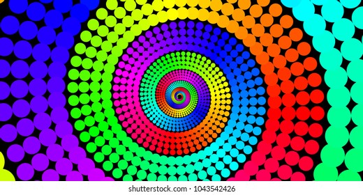 Vector Iridescent Spiral Nautilus Vortex Shape - Bright Generative Op Art Background 
