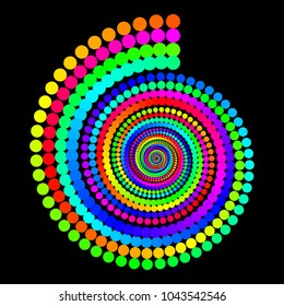 Vector Iridescent Spiral Nautilus Vortex Shape - Bright Generative Op Art Background 
