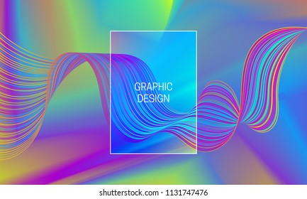Vector iridescent vibrant waves on gradient background. Template for backdrop generation.