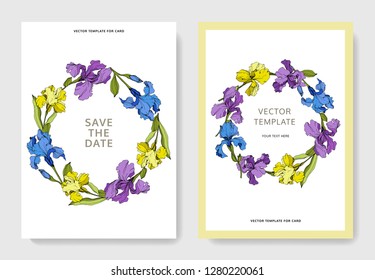 Vector Iris floral botanical flower. Wild spring leaf wildflower isolated. Black and white engraved ink art.