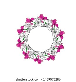 Vector Iris floral botanical flowers. Wild spring leaf wildflower isolated. Black and white engraved ink art. Frame border ornament square on white background.
