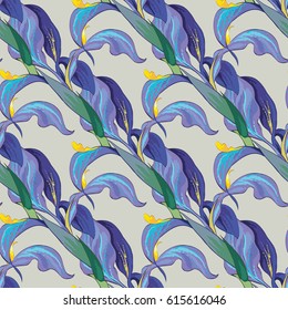 Vector iris flowers. Seamless background pattern