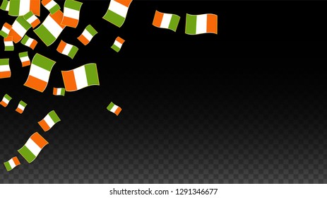 Vector Irish National Background. Saint Patrick Day Poster for Pub Party. 17 March Symbol Illustration.  Flag of Ireland. Eire Banner about Tourism. Eire Island. Celtic Flag. Tourist Dublin Post Card.