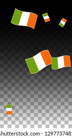 Vector Irish National Background. Saint Patrick Day Poster for Pub Party. 17 March Symbol Illustration.  Flag of Ireland. Eire Banner about Tourism. Eire Island. Celtic Flag. Tourist Dublin Post Card.