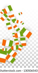 Vector Irish National Background. Saint Patrick Day Poster for Pub Party. 17 March Symbol Illustration.  Flag of Ireland. Eire Banner about Tourism. Eire Island. Celtic Flag. Tourist Dublin Post Card.