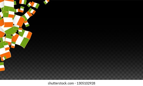 Vector Irish National Background. Saint Patrick Day Poster for Pub Party. 17 March Symbol Illustration.  Flag of Ireland. Eire Banner about Tourism. Eire Island. Celtic Flag. Tourist Dublin Post Card.