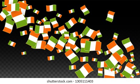 Vector Irish National Background. Saint Patrick Day Poster for Pub Party. 17 March Symbol Illustration.  Flag of Ireland. Eire Banner about Tourism. Eire Island. Celtic Flag. Tourist Dublin Post Card.