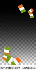 Vector Irish National Background. Saint Patrick Day Poster for Pub Party. 17 March Symbol Illustration.  Flag of Ireland. Eire Banner about Tourism. Eire Island. Celtic Flag. Tourist Dublin Post Card.