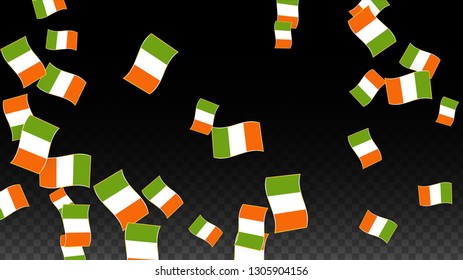 Vector Irish National Background. Saint Patrick Day Poster for Pub Party. 17 March Symbol Illustration.  Flag of Ireland. Eire Banner about Tourism. Eire Island. Celtic Flag. Tourist Dublin Post Card.