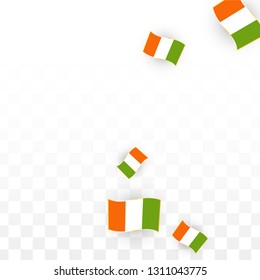 Vector Irish National Background. Saint Patrick Day Poster for Pub Party. 17 March Symbol Illustration.  Flag of Ireland. Eire Banner about Tourism. Eire Island. Celtic Flag. Tourist Dublin Post Card.