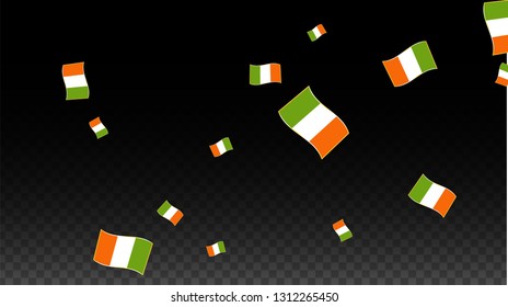 Vector Irish National Background. Saint Patrick Day Poster for Pub Party. 17 March Symbol Illustration.  Flag of Ireland. Eire Banner about Tourism. Eire Island. Celtic Flag. Tourist Dublin Post Card.