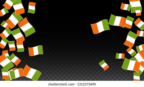 Vector Irish National Background. Saint Patrick Day Poster for Pub Party. 17 March Symbol Illustration.  Flag of Ireland. Eire Banner about Tourism. Eire Island. Celtic Flag. Tourist Dublin Post Card.