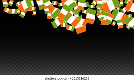 Vector Irish National Background. Saint Patrick Day Poster for Pub Party. 17 March Symbol Illustration.  Flag of Ireland. Eire Banner about Tourism. Eire Island. Celtic Flag. Tourist Dublin Post Card.