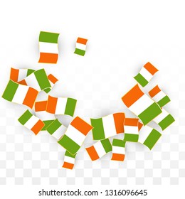 Vector Irish National Background. Saint Patrick Day Poster for Pub Party. 17 March Symbol Illustration.  Flag of Ireland. Eire Banner about Tourism. Eire Island. Celtic Flag. Tourist Dublin Post Card.