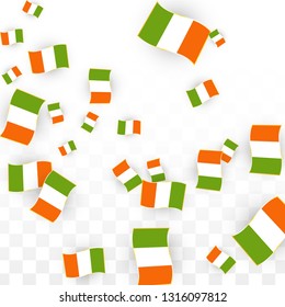Vector Irish National Background. Saint Patrick Day Poster for Pub Party. 17 March Symbol Illustration.  Flag of Ireland. Eire Banner about Tourism. Eire Island. Celtic Flag. Tourist Dublin Post Card.