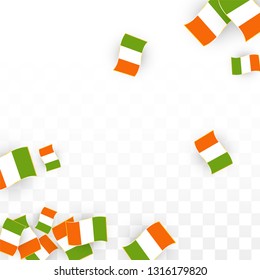 Vector Irish National Background. Saint Patrick Day Poster for Pub Party. 17 March Symbol Illustration.  Flag of Ireland. Eire Banner about Tourism. Eire Island. Celtic Flag. Tourist Dublin Post Card.