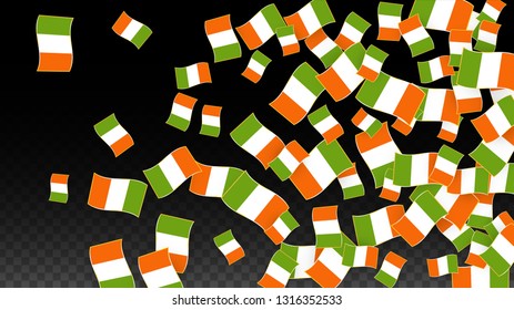Vector Irish National Background. Saint Patrick Day Poster for Pub Party. 17 March Symbol Illustration.  Flag of Ireland. Eire Banner about Tourism. Eire Island. Celtic Flag. Tourist Dublin Post Card.