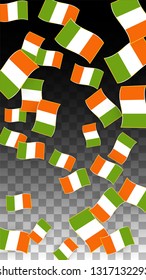 Vector Irish National Background. Saint Patrick Day Poster for Pub Party. 17 March Symbol Illustration.  Flag of Ireland. Eire Banner about Tourism. Eire Island. Celtic Flag. Tourist Dublin Post Card.