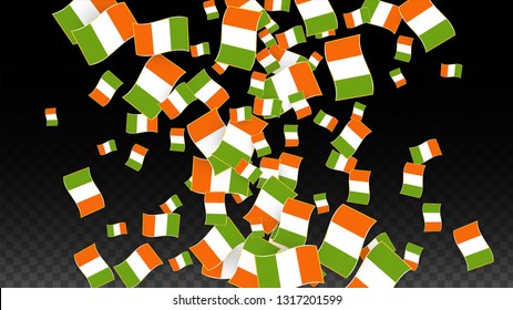 Vector Irish National Background. Saint Patrick Day Poster for Pub Party. 17 March Symbol Illustration.  Flag of Ireland. Eire Banner about Tourism. Eire Island. Celtic Flag. Tourist Dublin Post Card.