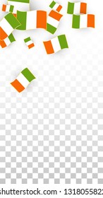 Vector Irish National Background. Saint Patrick Day Poster for Pub Party. 17 March Symbol Illustration.  Flag of Ireland. Eire Banner about Tourism. Eire Island. Celtic Flag. Tourist Dublin Post Card.