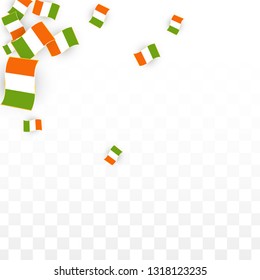 Vector Irish National Background. Saint Patrick Day Poster for Pub Party. 17 March Symbol Illustration.  Flag of Ireland. Eire Banner about Tourism. Eire Island. Celtic Flag. Tourist Dublin Post Card.