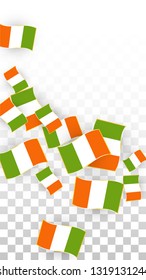 Vector Irish National Background. Saint Patrick Day Poster for Pub Party. 17 March Symbol Illustration.  Flag of Ireland. Eire Banner about Tourism. Eire Island. Celtic Flag. Tourist Dublin Post Card.
