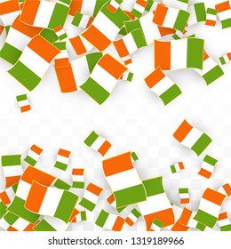 Vector Irish National Background. Saint Patrick Day Poster for Pub Party. 17 March Symbol Illustration.  Flag of Ireland. Eire Banner about Tourism. Eire Island. Celtic Flag. Tourist Dublin Post Card.