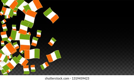 Vector Irish National Background. Saint Patrick Day Poster for Pub Party. 17 March Symbol Illustration.  Flag of Ireland. Eire Banner about Tourism. Eire Island. Celtic Flag. Tourist Dublin Post Card.
