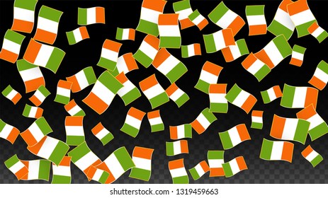 Vector Irish National Background. Saint Patrick Day Poster for Pub Party. 17 March Symbol Illustration.  Flag of Ireland. Eire Banner about Tourism. Eire Island. Celtic Flag. Tourist Dublin Post Card.