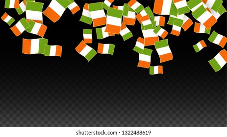 Vector Irish National Background. Saint Patrick Day Poster for Pub Party. 17 March Symbol Illustration.  Flag of Ireland. Eire Banner about Tourism. Eire Island. Celtic Flag. Tourist Dublin Post Card.