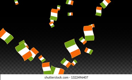 Vector Irish National Background. Saint Patrick Day Poster for Pub Party. 17 March Symbol Illustration.  Flag of Ireland. Eire Banner about Tourism. Eire Island. Celtic Flag. Tourist Dublin Post Card.