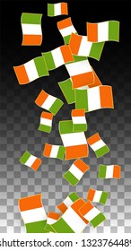 Vector Irish National Background. Saint Patrick Day Poster for Pub Party. 17 March Symbol Illustration.  Flag of Ireland. Eire Banner about Tourism. Eire Island. Celtic Flag. Tourist Dublin Post Card.